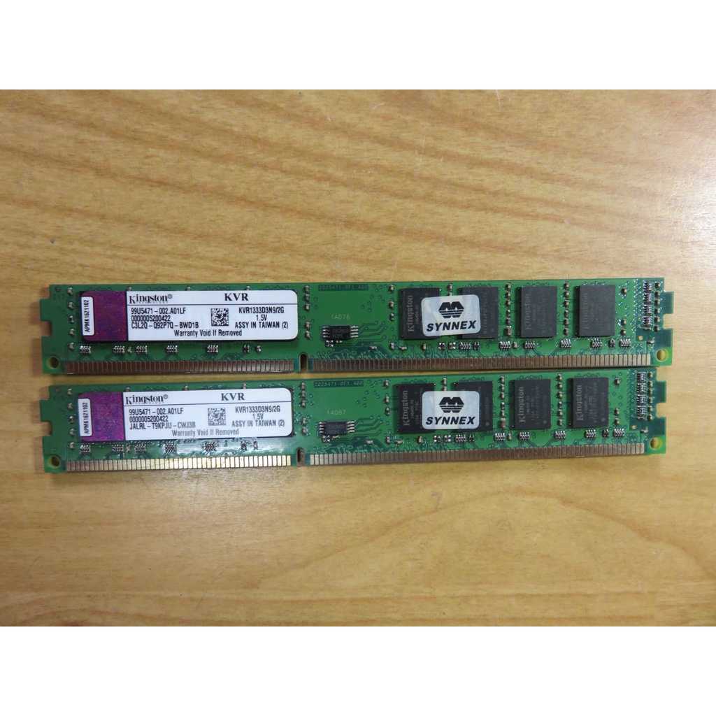 D.桌上型電腦記憶體-金士頓KVR1333D3N9 1333 2G*2共4G PC3-10600 DDR3 直購價80