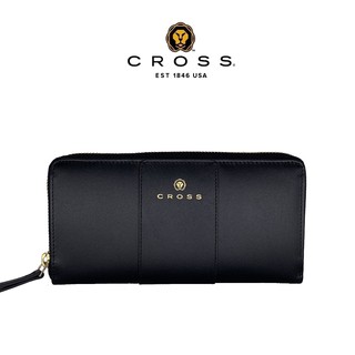 【CROSS】 賈姬限定款 頂級 小牛皮 拉鍊長夾 長夾夾 附高貴 送禮 提袋(黑色,全新 專櫃 展示品)【限量2折】