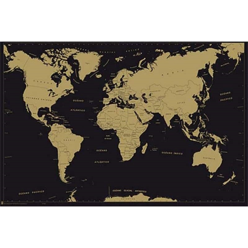 世界地圖 - 時尚感(黑金配色) 進口海報
