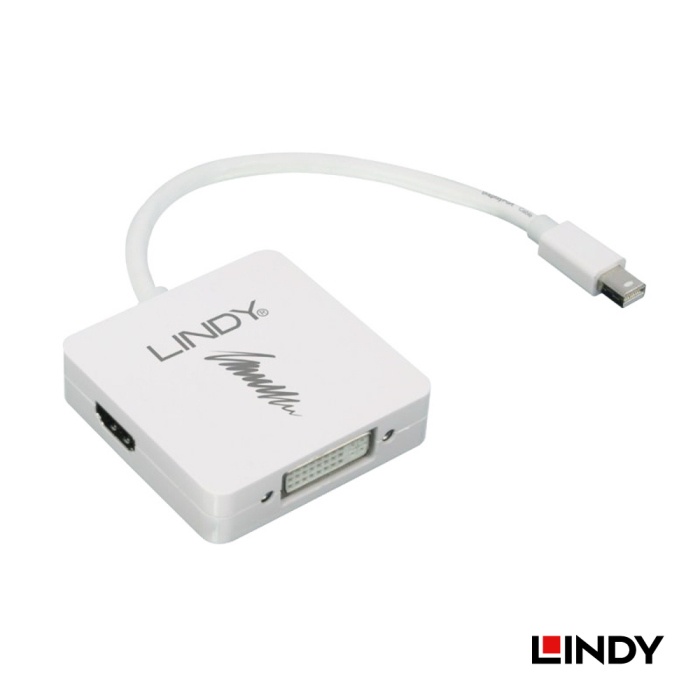 LINDY 林帝 主動式 mini DP 1.2版 轉 HDMI/DVI-D/DP 三合一轉接器 (41039)