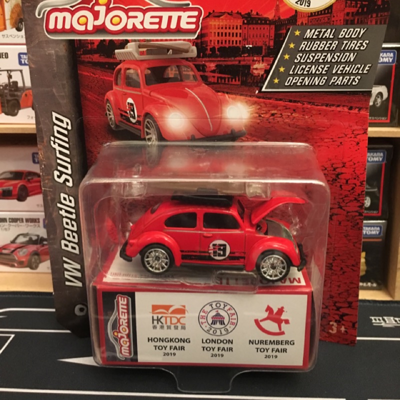 Majorette 美捷輪 福斯 VW Beetle Surfing 金龜車 吊卡附盒  紅色款 全新吊卡未拆