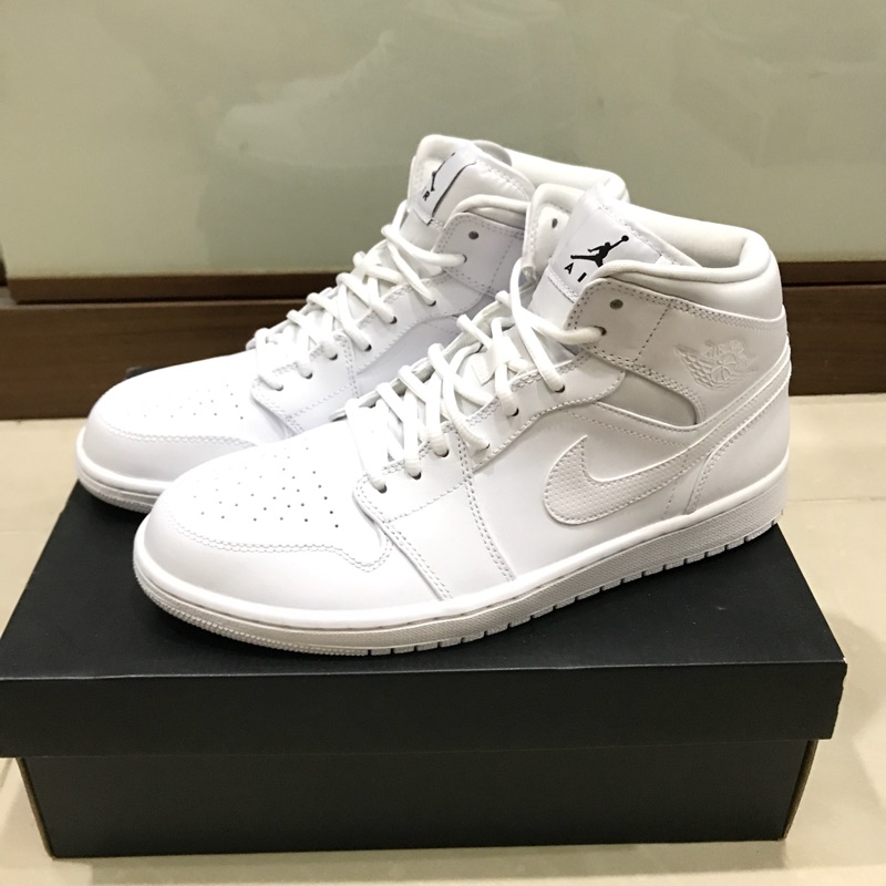 台灣公司貨NIKE AIR JORDAN 1 MID 全白 AJ1 喬丹 一代 八孔 籃球鞋 男鞋 554724-110