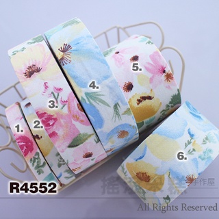 R4552-水彩花 白底花朵 壓布條/緞帶 單一尺寸單一顏色一碼價