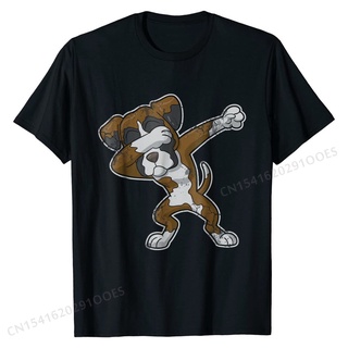 Dabbing Boxer Dog Dab T 恤家庭棉男式普通復古 T 恤上衣 T 恤