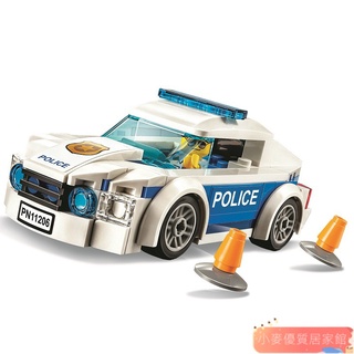 小麥 警察巡邏車 警察車 城市CITY警察跑車 積木玩具 博樂11206 汽車模型 相容樂高60239 警察樂高 小麥