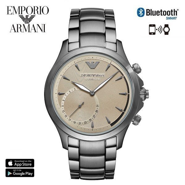 【第一鐘錶】Emporio Armani ART3017 SMARTWATCH 亞曼尼指針型智慧型腕錶/43mm/槍灰