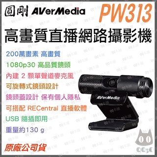 《 圓剛 現貨 原廠公司貨 可刷 開發票 》PW313 full HD 高畫質 直播 視訊 網路攝影機