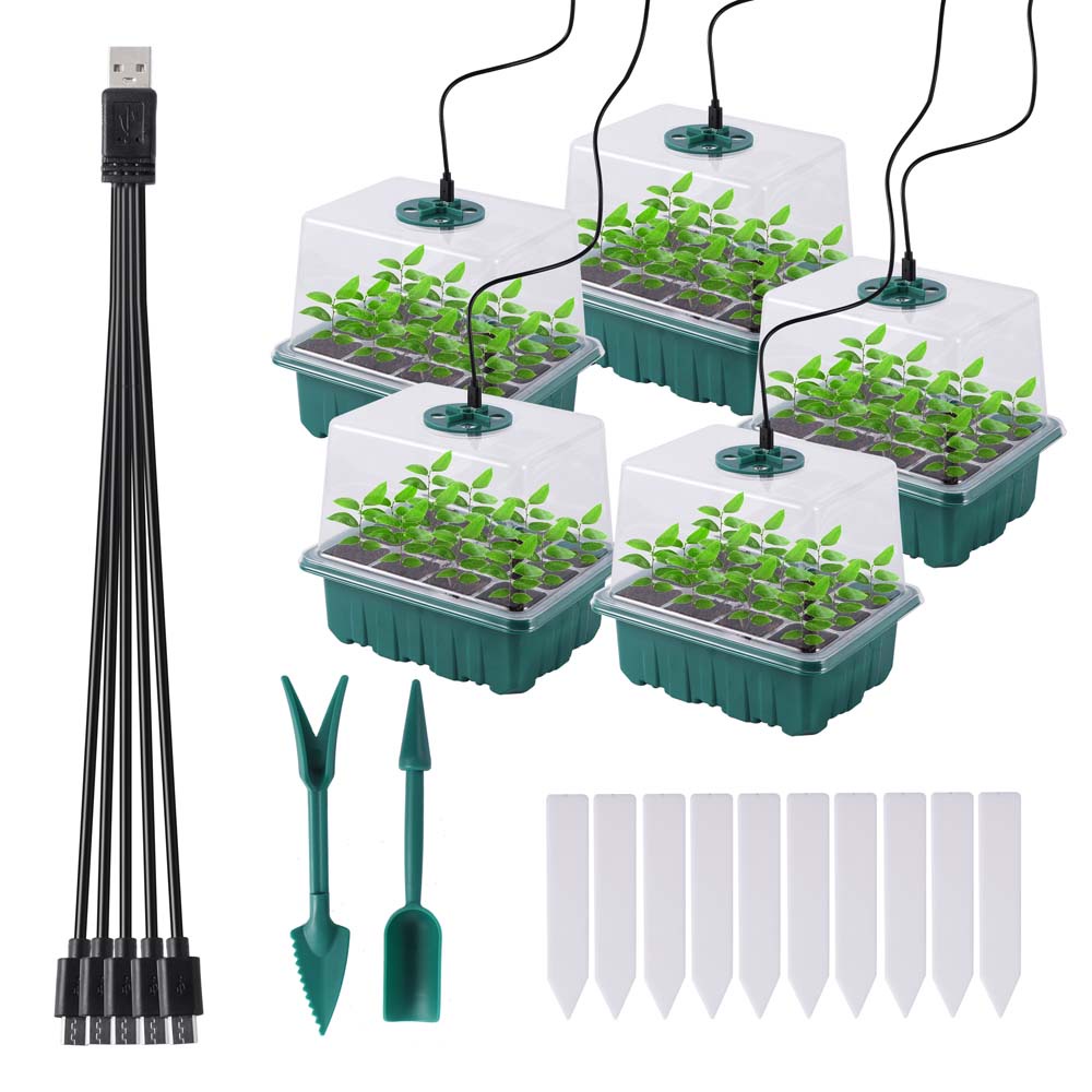 5 個 / 包 12 格生長 LED 種子啟動器托盤透氣蓋花園多肉花育苗苗圃盒