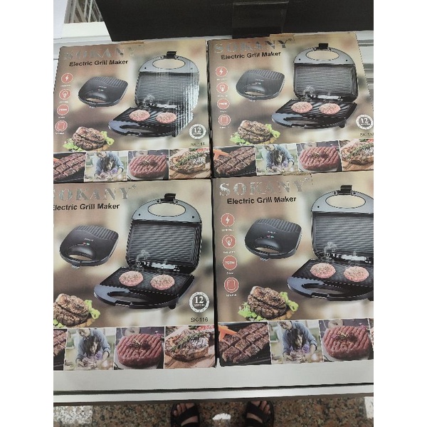 SOKANY電烤盤110v，也可烤麵包，彩盒尺寸25x25x16