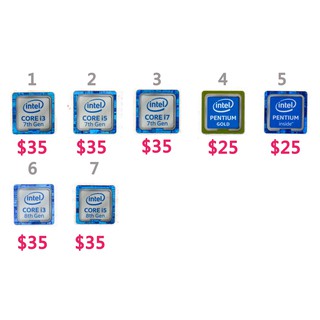 Intel core i3 i5 i7 Nvdia GTX 原廠貼紙 8th Gen 8代 CPU貼紙