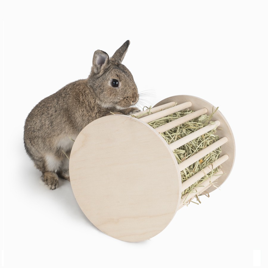 ✣Niteangel艾特 寵物兔子草架荷蘭豬圓形木質防扒草籠內外置喂草器