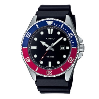 【CASIO 卡西歐】新槍魚系列 MDV-107-1A3 橡膠錶帶 200米潛水錶 可樂圈 藍/紅 台南 時代鐘錶