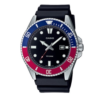 【CASIO 卡西歐】新槍魚系列 MDV-107-1A3 橡膠錶帶 200米潛水錶 可樂圈 藍/紅 臺南 時代鐘錶