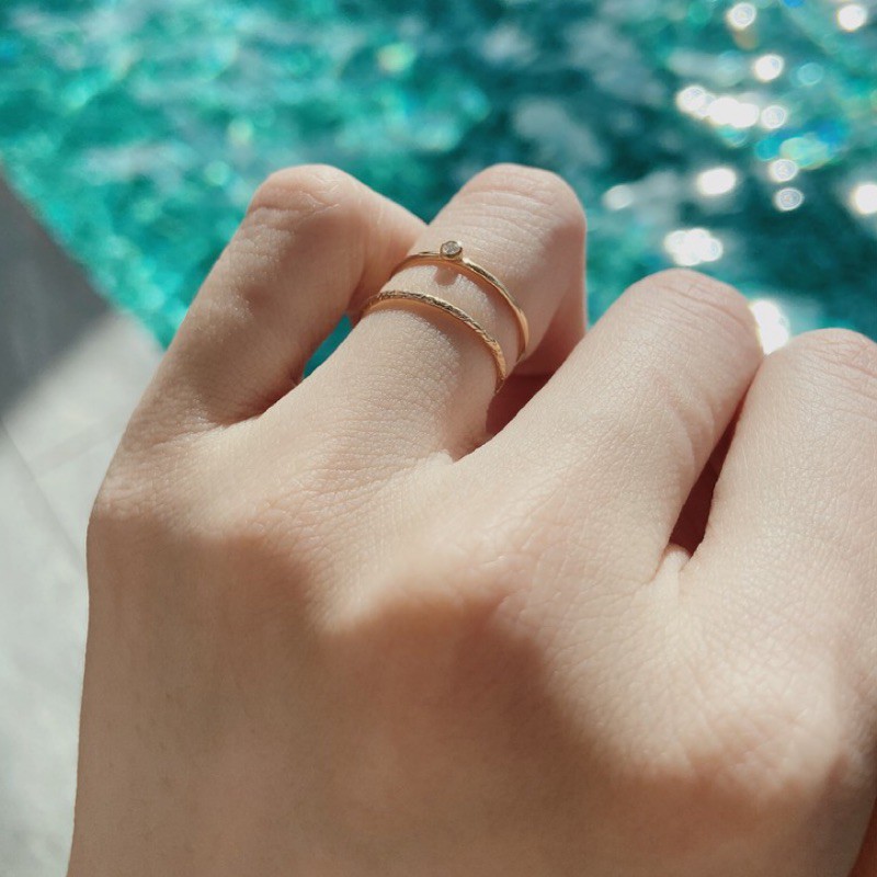 訂製款輕珠寶 2分天然真鑽ღ氣質百搭14k雙環戒指 蝦皮購物