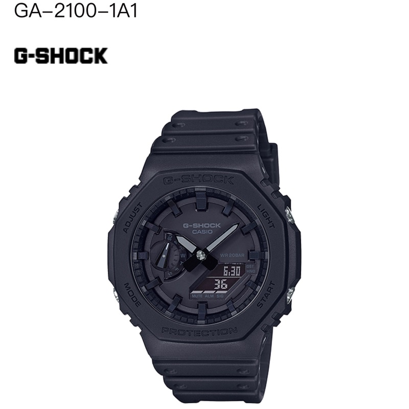 &lt;全新現貨&gt; CASIO卡西歐 G-SHOCK 台灣原廠現貨 全黑八角錶殼 耐衝撞防水200米 GA-2100-1A1