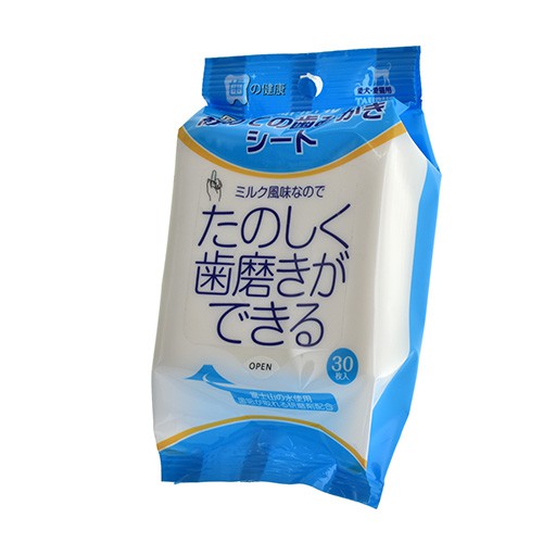 【寵物王國】日本TAURUS-金牛座「齒垢清光光」牙菌斑對策濕紙巾(30枚入)-牛奶風味