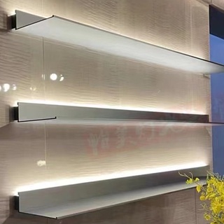 【✨ 廠家直銷✨】鋁合金層板內建電源LED燈光 置物架 置物裝飾板 壁掛式金屬隔板 一字形發光書架 110V電壓