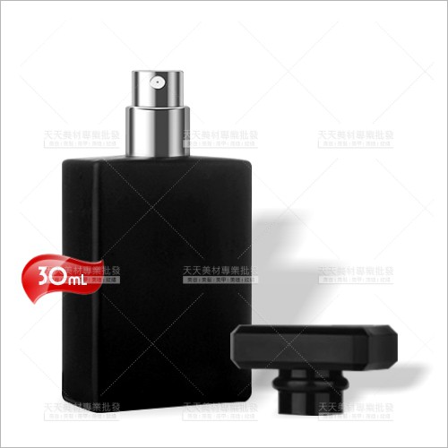 玻璃香水分裝噴式空瓶-30mL(四方型黑色)[99438]