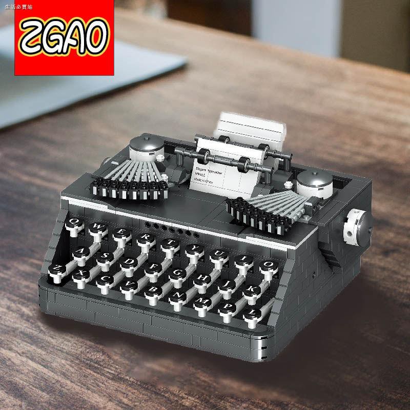 現貨秒發 復古打字機兼容樂高復古打字機模型成人難度拼裝科技古董擺件小顆粒積木玩具