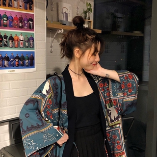 蔓莎💞復古日系寬松中長款防曬系帶開衫漢服春裝2025新款外搭長袖襯衫女 女生衣著