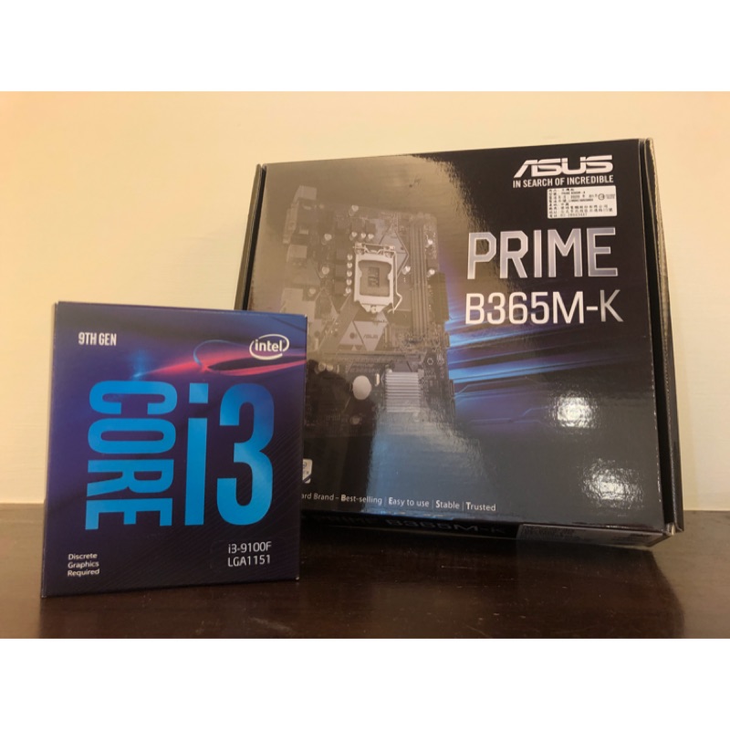 Intel 第九代CPU i3-9100f+ASUS b365m-k主機板