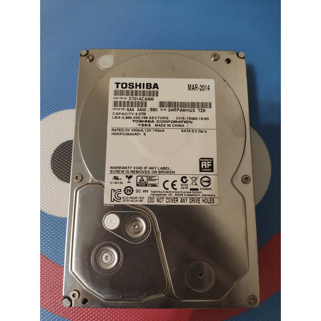 二手 Toshiba 3TB DT01ACA300 過保固