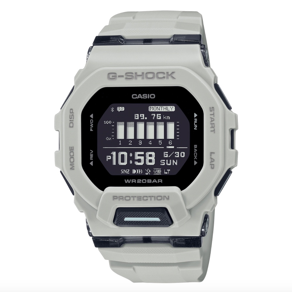 【CASIO 卡西歐】G-SQUAD智慧藍芽方型纖薄多功能電子錶-灰(GBD-200UU-9)