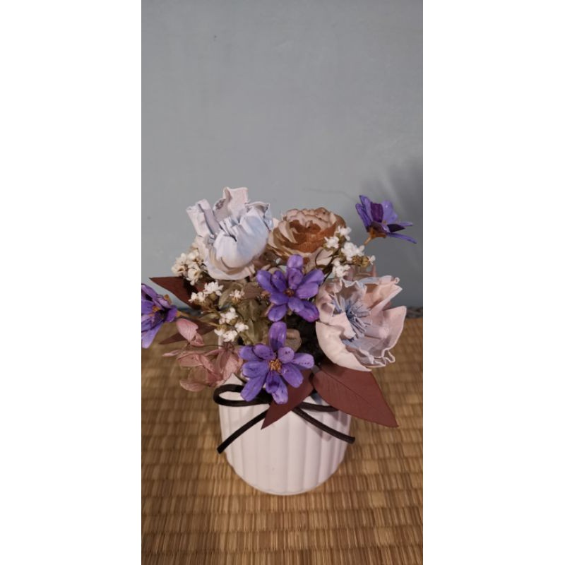 希臘神話 索拉花藍紫色系白陶盆 蝦皮購物