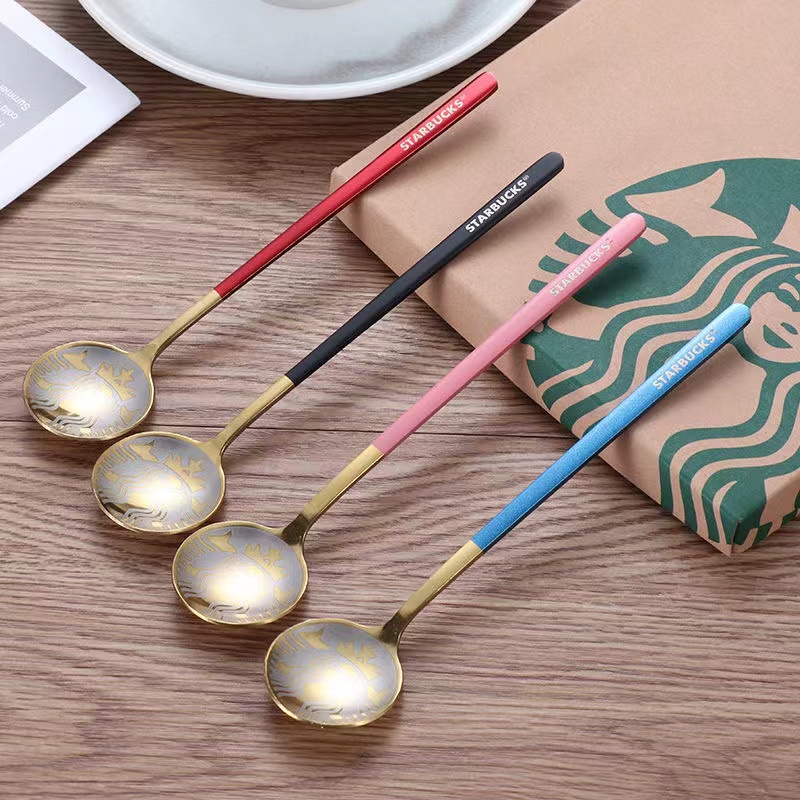 STARBUCKS 創意不銹鋼 304 湯匙星巴克小圓勺咖啡勺自由勺子甜品勺雕像