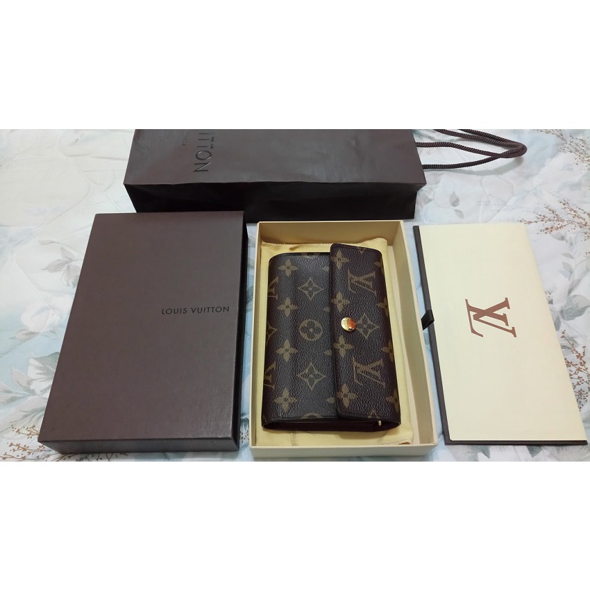 Louis Vuitton LV M60047 經典花紋多功能扣式中夾 微風專櫃貨附購買證明