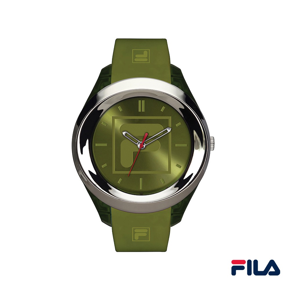 【FILA】迷彩綠膠感錶帶腕錶_W-FI-014