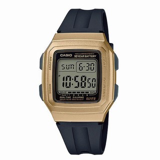【CASIO 卡西歐】復古時尚電子錶- 金 F-201WAM-9A 現代鐘錶