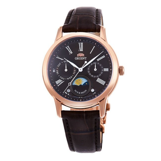 Orient 東方錶 RA-KA0002Y SUN&amp;MOON系列 新日月相錶時尚腕錶/咖啡面 35mm