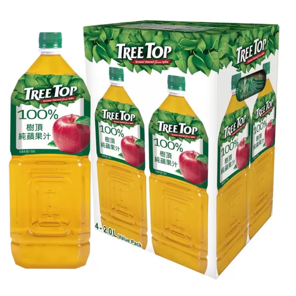好市多 TREE TOP蘋果汁100% 樹頂純蘋果汁 2公升 100%蘋果汁