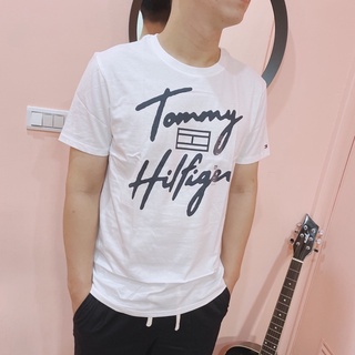 現貨在臺 《Tommy Hilfiger》草寫 彩虹 大LOGO 膠印 短袖 上衣 手臂刺繡 三款 白/深藍/深藍
