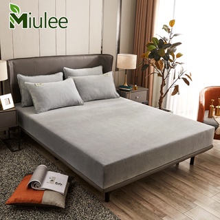 臺灣現貨【Miulee】☆素色保暖水晶絨單床包枕套☆速熱鎖溫 法蘭絨床包 可水洗 純色床罩 枕頭套 單人雙人加大床單