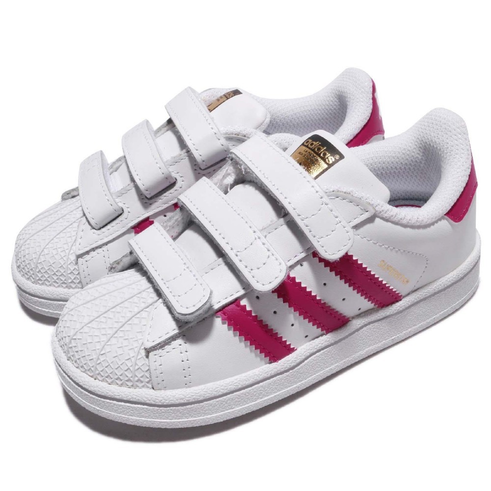 * ADIDAS SUPERSTAR 小童 魔鬼氈 休閒鞋 白紅 桃紅 金標 親子 BZ0420 YTS