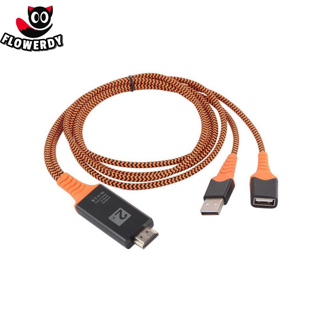 便攜式尼龍線編織 USB 母頭轉 HDMI 兼容公頭 HDTV 適配器電纜支持 Type-C 電纜