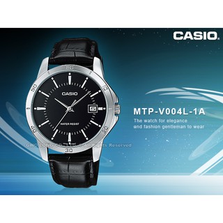 CASIO 手錶_MTP-V004L-1A 黑 皮革帶_日期_刻度_指針 MTP-V004L