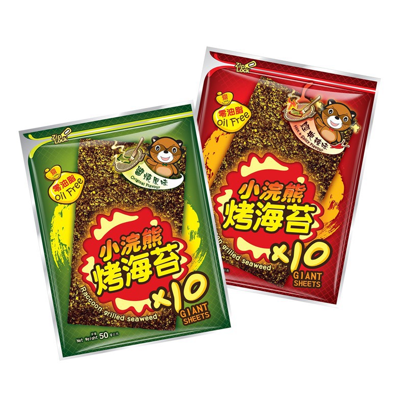 【蝦皮特選】小浣熊 烤海苔(50g/包) 醬燒原味/經典辣味