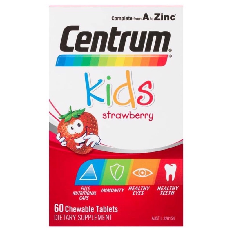 現貨❤️澳洲版Centrum善存兒童綜合維生素嚼片60粒 草莓味