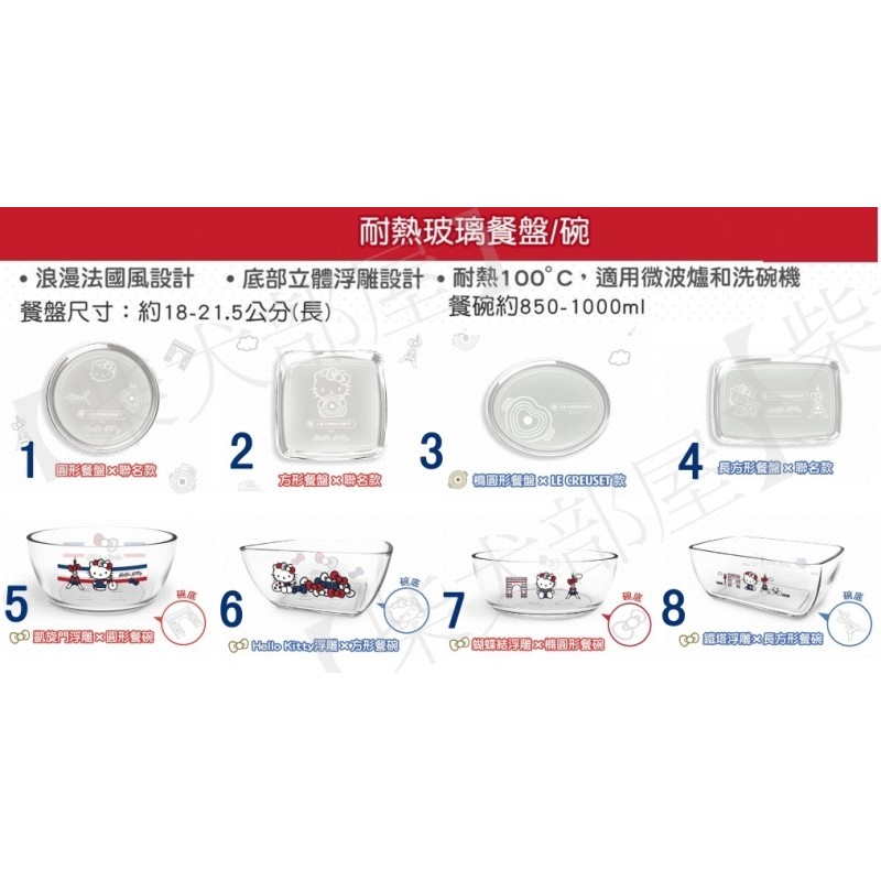 現貨 7-11 Le Creuset X Hello Kitty 超玩美時尚集點送  耐熱玻璃餐盤 餐碗