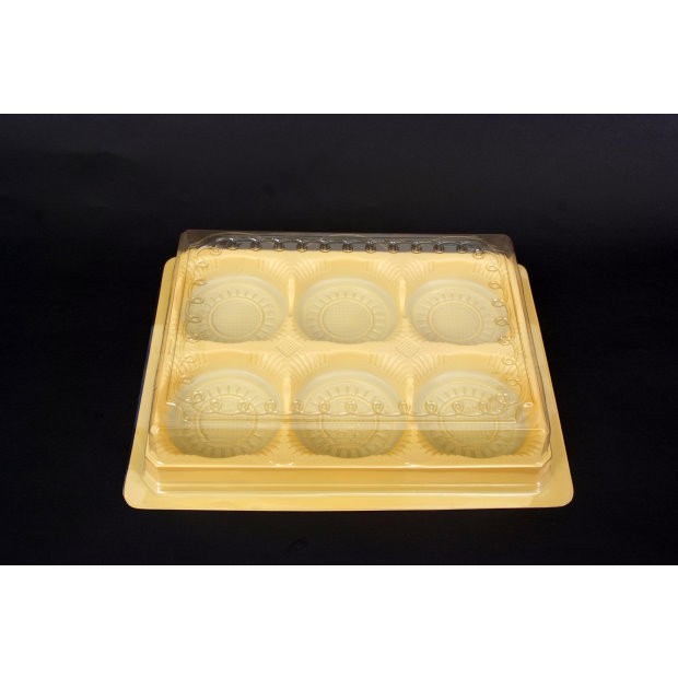 【6入綠豆椪盒】單入蛋黃酥盒(100入) 月餅 單入透明包裝盒 底托+透明蓋 中秋禮盒