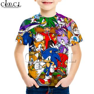 CLOOCL 音速小子索尼克 Sonic 童裝短袖T恤3D打印時尚休閒男孩女孩T恤百搭圓領上衣