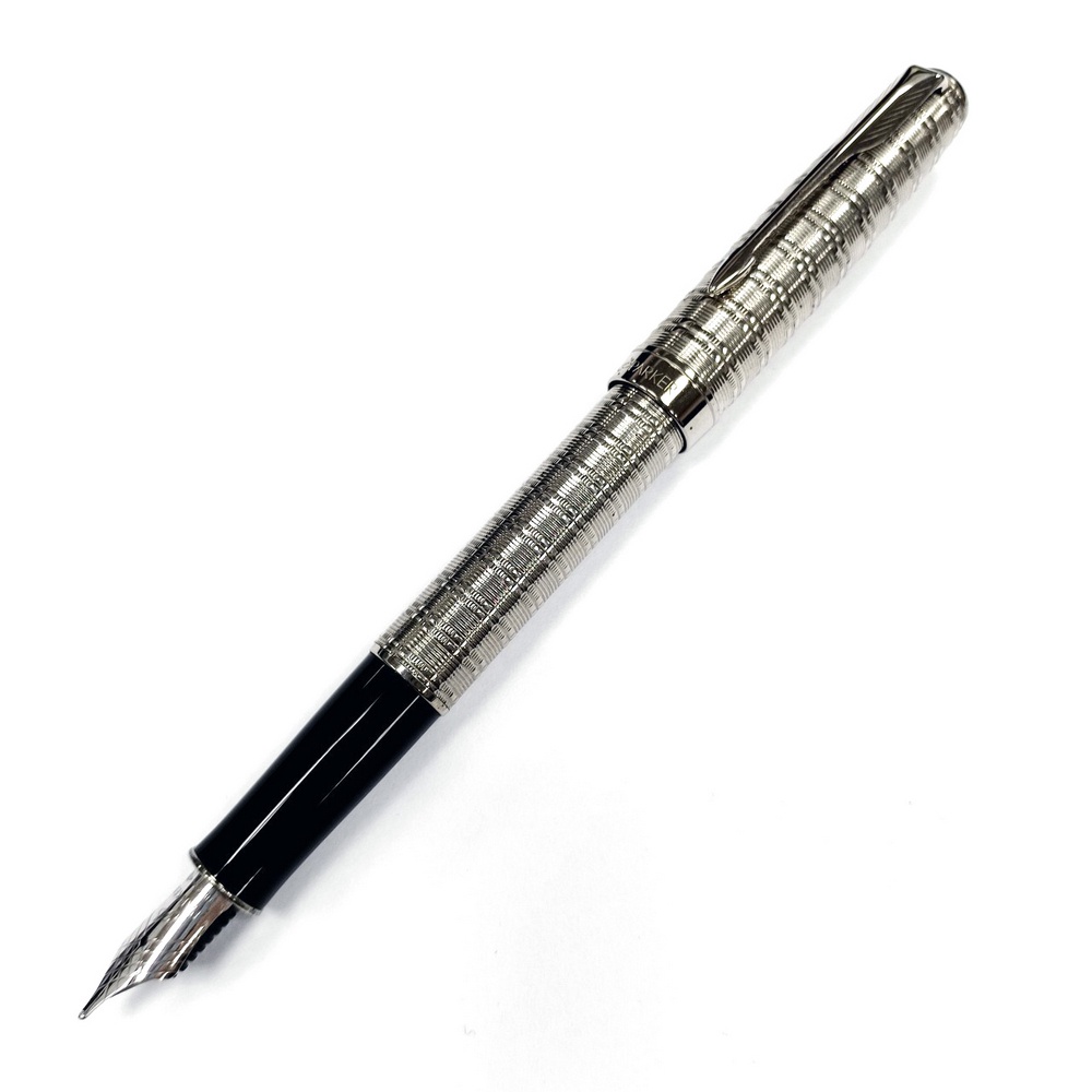PARKER 08 鍍銀 白夾鋼筆(18k尖)