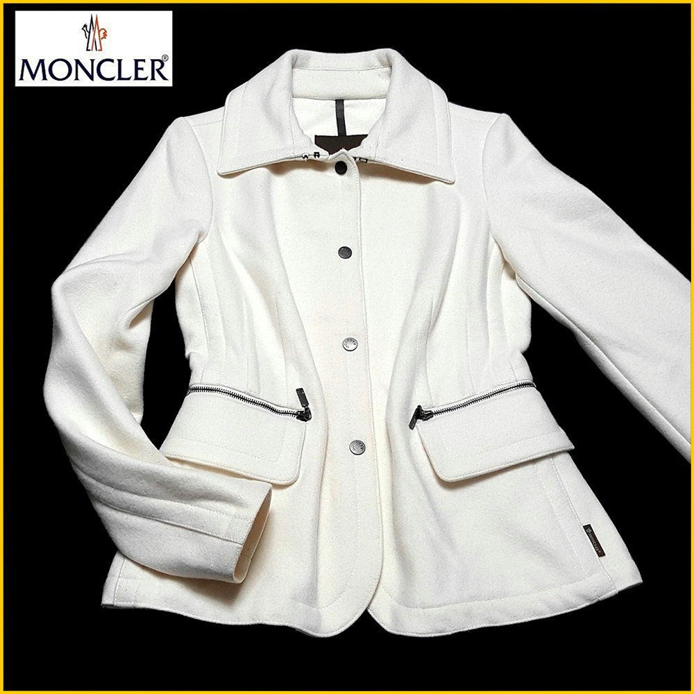 MONCLER 羊毛短大衣 法國品牌 近新品 女 M號 3D剪裁 羊毛混紡 毛料外套 羊毛料 修身外套 AF135M