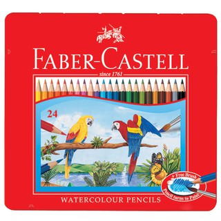 德國輝柏 FABER-CASTELL 115925 紅色鐵盒裝水性色鉛筆 24色