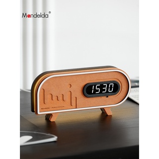 Mandelda 燈光智能電子錶桌面時鐘錶擺件客廳北歐輕奢臺式簡約時尚牆壁時鐘掛鐘