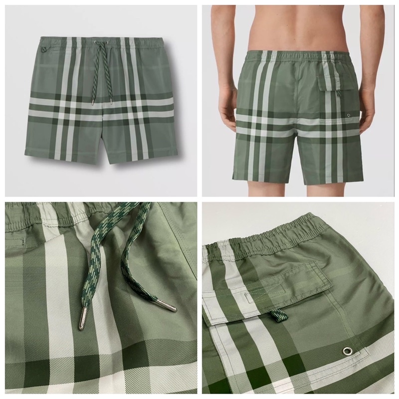 [新款] BURBERRY • 博柏利 • 格紋沙灘褲 / 短褲 (灰綠)