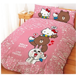 【嫁妝寢具】Hello-Kitty.雙人床包組【床包+枕套*2】台灣製造 .3件組.